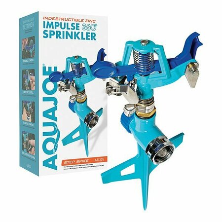 AQUA JOE AJ-ISSS Indestructible Zinc 360 Degree Sprinkler with Step Stake - 1390 Sq. Ft. 200AJISSS